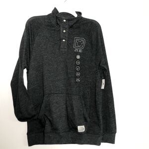 Disney Parks Pullover Mens Small Gray 2018 1/4 Button Kangaroo Pocket NEW